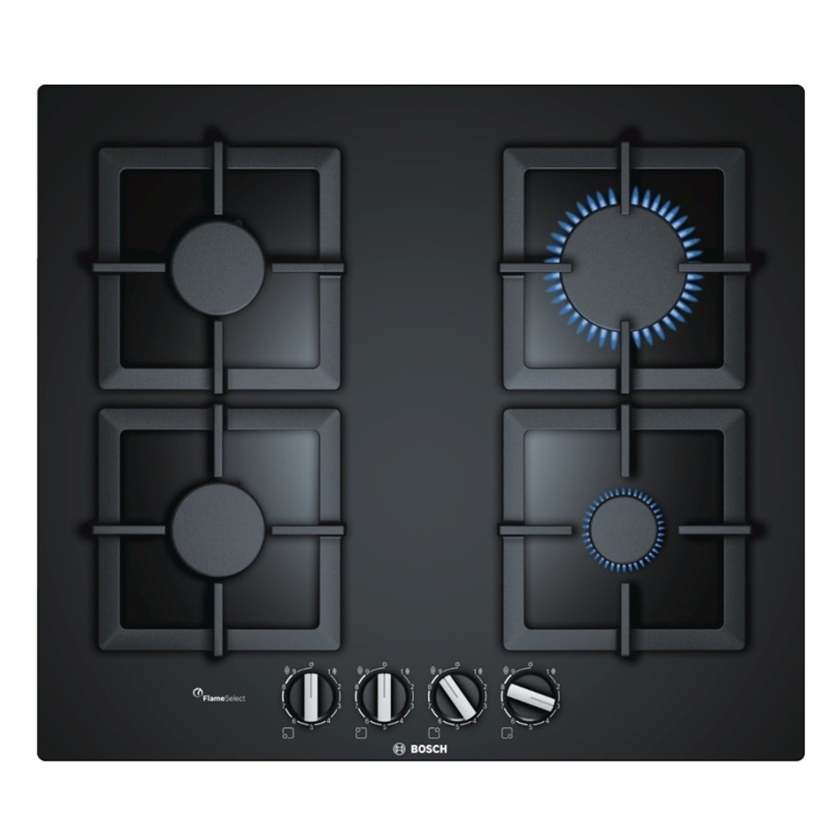 Bosch Hob PPP6A6B20 Gas on glass, Number of burners/cooking zones 4, Black, plīts virsma