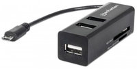 Manhattan imPORT USB OTG card reader with 3 ports USB hub karšu lasītājs