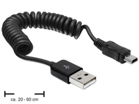 Delock cable USB 2.0 AM-BM Mini coiled cable 20-60cm USB kabelis