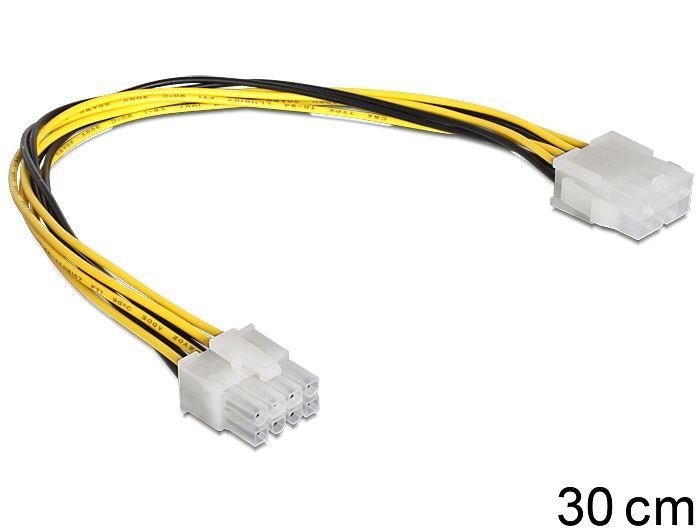 Delock Cable Power 8 pin EPS Extension male > female, 30cm kabelis datoram