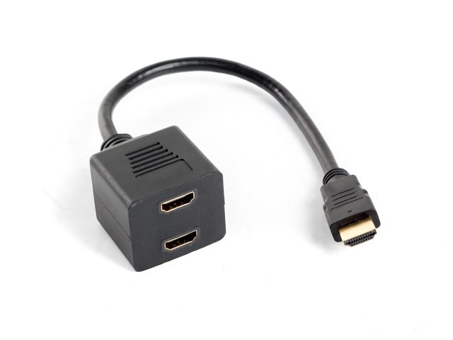 Lanberg adapter HDMI-AM->HDMI-AF x2 splitter 20cm