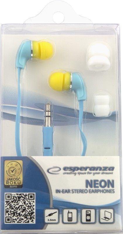 ESPERANZA Audio Stereo Earphones NEON EH147T Turquoise