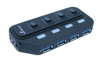 MediaRange USB-HUB 4-Port USB 3.0 extern black aksesuārs portatīvajiem datoriem