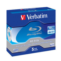 Bluray Verbatim 50GB 5pcs Spin 6x Withe Blue Surface matricas