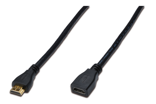 ASSMANN HDMI 1.4 HighSpeed w/Ethernetem Extension cable HDMI A M/F 2m black kabelis video, audio