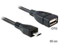 USB Kabel Delock A -> Micro-B OTG Bu/St 0.50m sw USB kabelis