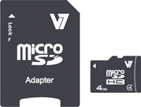 V7 MICROSD CARD 4GB SDHC CL4 INCL SD ADAPTER RETAIL atmiņas karte