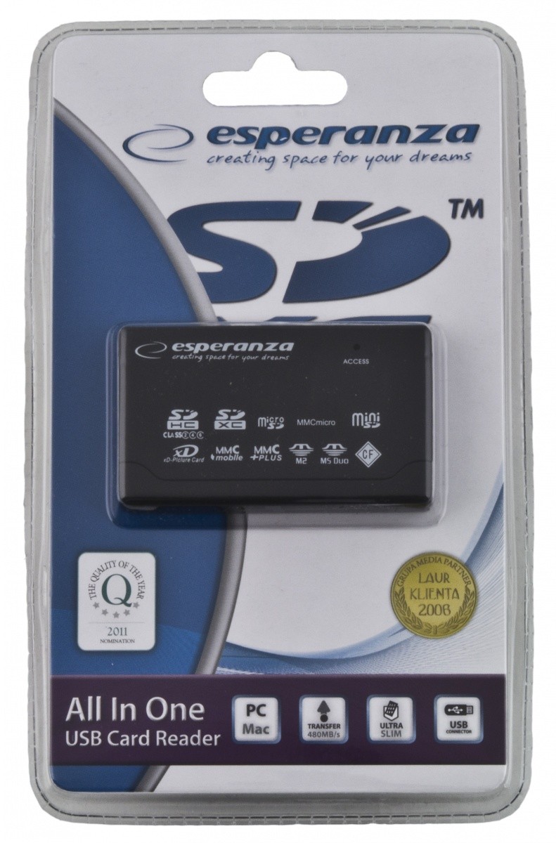 ESPERANZA Card Reader All in One EA119 USB 2.0 karšu lasītājs