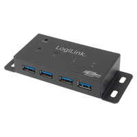LogiLink USB 3.0 HUB 4-port, metal, incl. power supply USB centrmezgli
