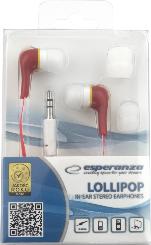 ESPERANZA Audio Stereo Earphones LOLLIPOP EH146R Red austiņas