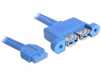 Delock USB Cable, USB 3.0 pin header 19pin female-2xUSB 3.0-A fem. 4043619829415 kabelis datoram