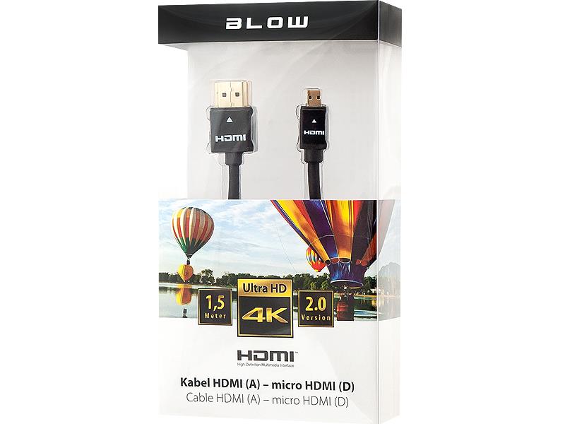 BLOW HDMI-micro HDMI PROFESSIONAL 4K 2.0 1,5m kabelis video, audio