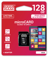 Goodram micro SDXC 128GB Class 10 +adapter atmiņas karte