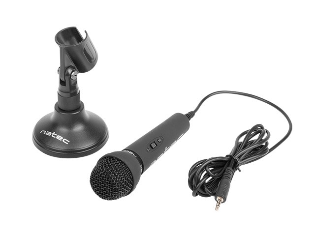 Natec Microphone Adder Black Mini Jack 3,5mm Low-Noise,omniderctional Microphone Mikrofons