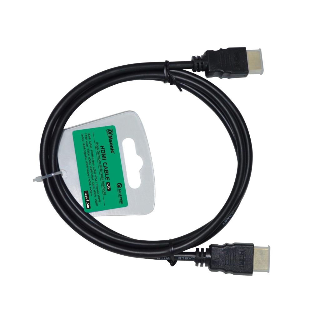 Msonic Cable HDMI M -> HDMI M 1,5m ML1819GK black kabelis video, audio