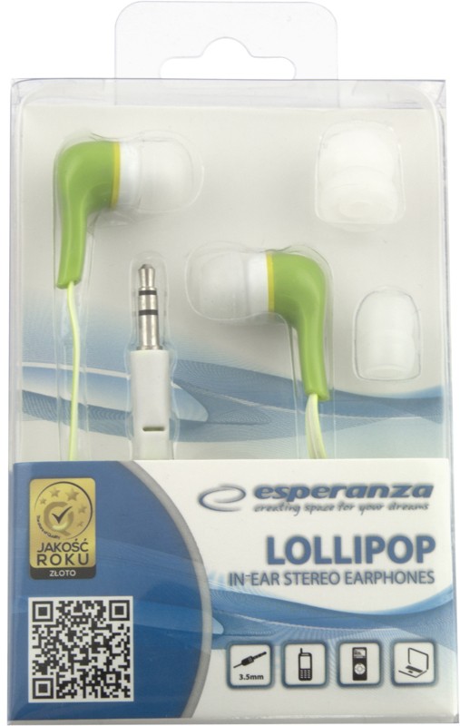 ESPERANZA Audio Stereo Earphones LOLLIPOP EH146G Green