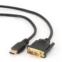 Gembird HDMI to DVI male-male cable with gold-plated connectors, 3m, bulk pack kabelis video, audio