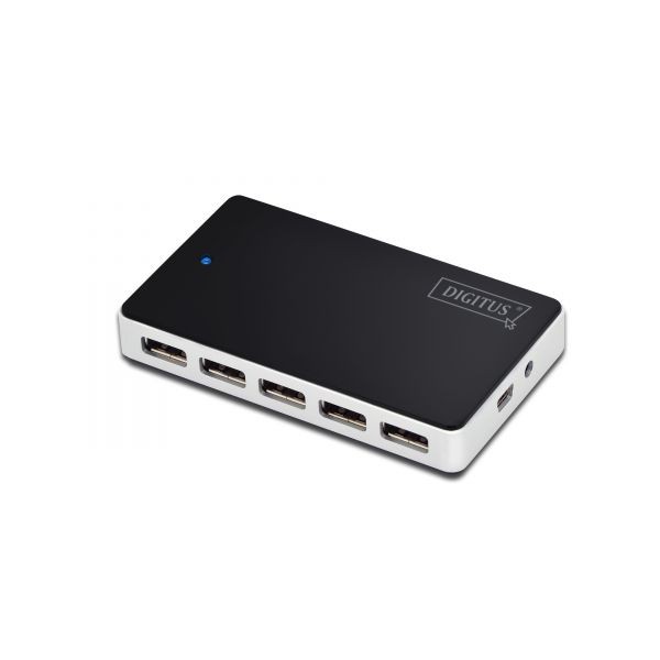 DIGITUS HUB 10-port USB2.0, incl. power supply, black USB centrmezgli