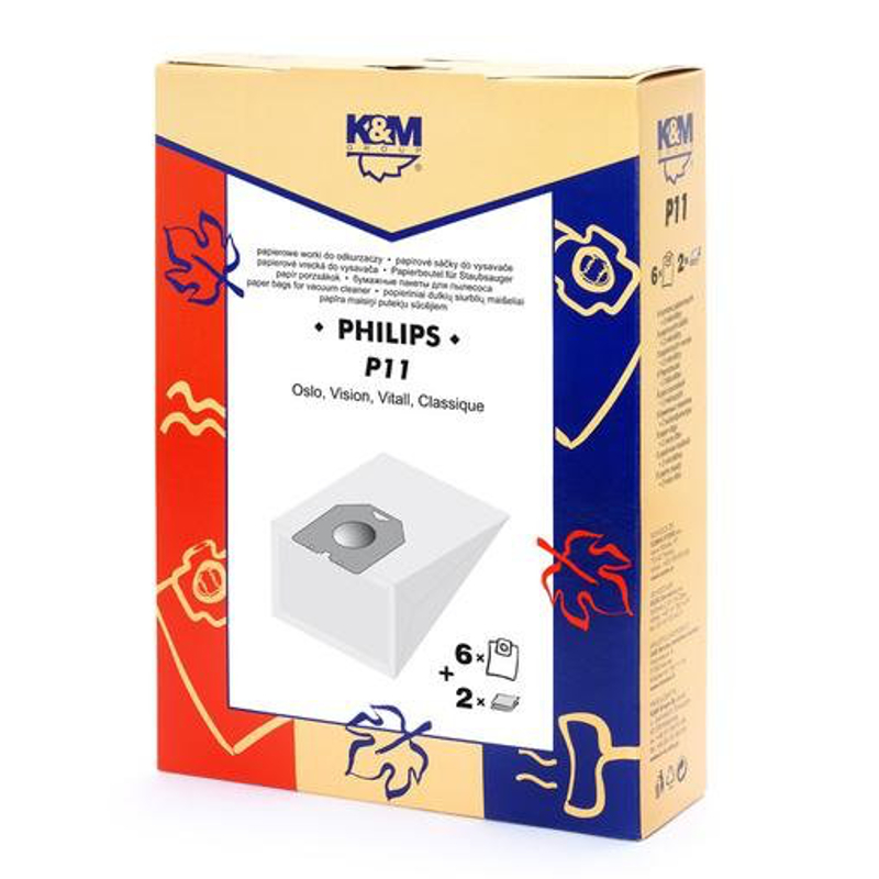 K&M Group Maisi putekļu sūcējam Philips Oslo KM-P11 (4gab.) + Mikrofiltrs aksesuārs putekļsūcējam