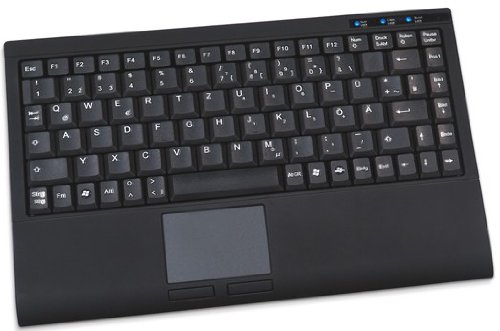 IcyBox KeySonic Mini keyboard, smart touchpad, USB 2.0, Black (QWERTZ - vācu izkārtojums) klaviatūra