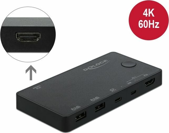 DeLOCK Sw. KVM HDMI / USB-C 4K 60Hz KVM komutators