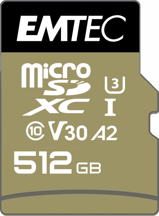 Emtec Speedin Pro MicroSDXC 512 GB Class 10 UHS-I/U3 A2 V30 (ECMSDM512GXC10SP) atmiņas karte