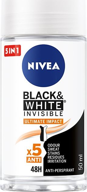 Nivea Nivea Dezodorant BLACK& WHITE INVISIBLE Ultimate Impact 5in1 roll-on 50ml 0183490 (42397649)