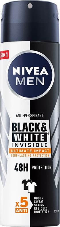 Nivea Nivea Men Dezodorant BLACK& WHITE INVISIBLE Ultimate Impact 5in1 spray 150ml 0185388 (5900017074306)