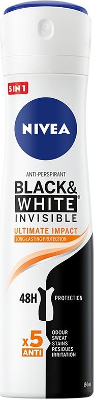 Nivea Nivea Dezodorant BLACK& WHITE INVISIBLE Ultimate Impact 5in1 spray 150ml 0183486 (5900017074269)