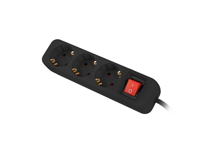 Lanberg PS1-05F power strip 3 sockets 1.5 m black (PS1-03F-0150-BK) elektrības pagarinātājs