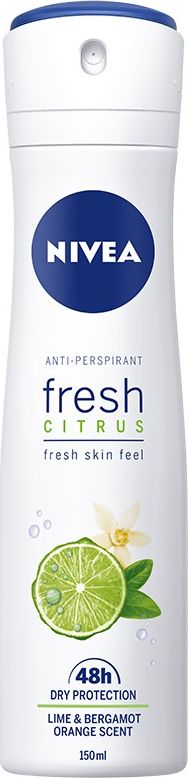 Nivea Nivea Dezodorant Fresh Citrus 48h spray damski 150ml 0185323 (5900017075419)