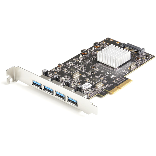 StarTech.com 4-Port USB PCIe Card - 10Gbps USB 3.1/3.2 Gen 2 Type-A PCI Express Expansion Card - 2 Controllers - 4xUSB - Windows/Mac/Linux - adapteris