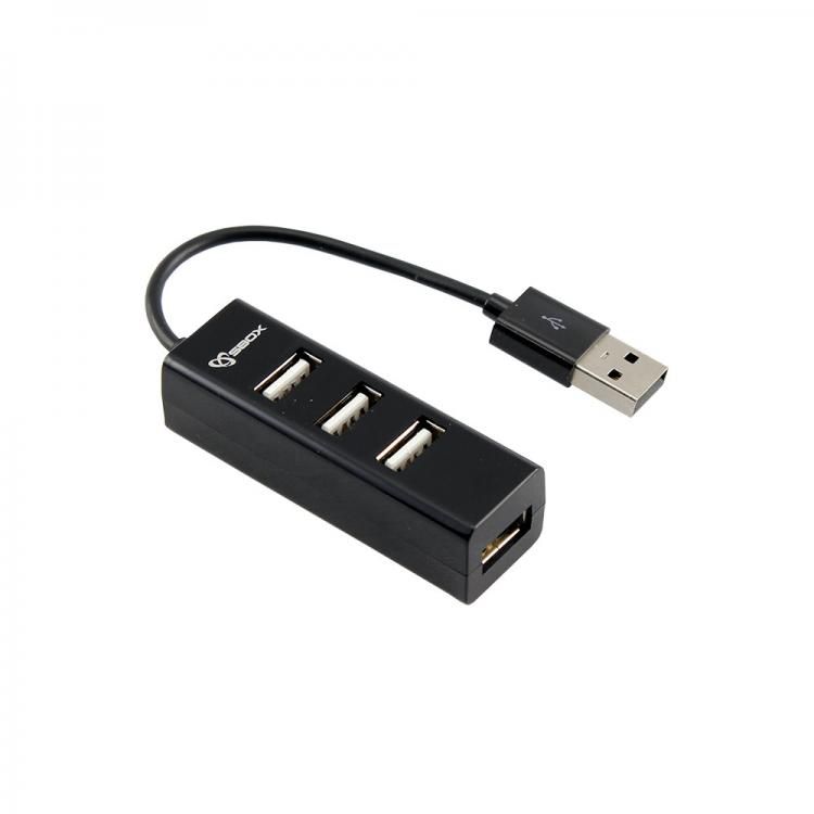Sbox USB 4 Ports USB HUB H-204 black USB centrmezgli