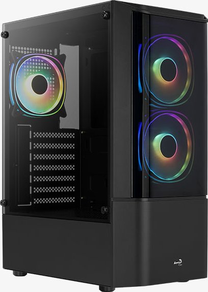 Aerocool Quantum v3 Midi-Tower, RGB, Tempered Glass - schwarz Datora korpuss