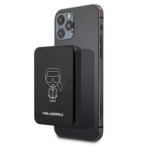 Karl Lagerfeld KLPBMSOIBK Powerbank MagSafe Ārējas Uzlādes Baterija / 2.1A / 5V / 3000mAh / Melna Powerbank, mobilā uzlādes iekārta