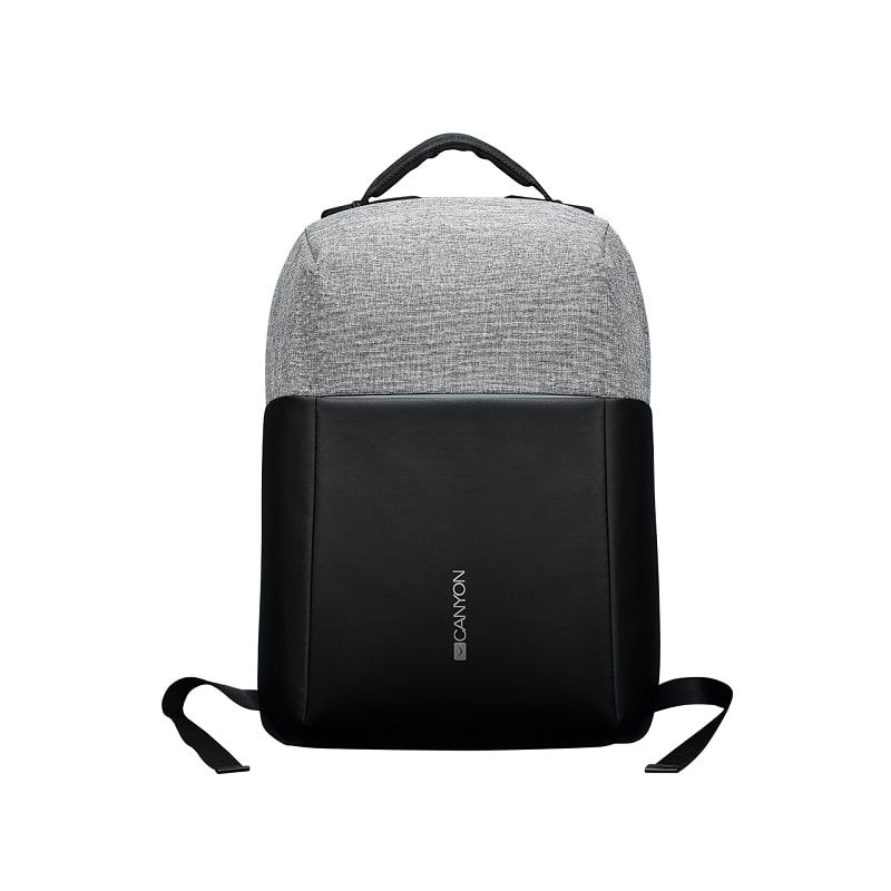 CANYON BP-G9 Anti-theft backpack for 15.6'' laptop, material 900D glued polyester and 600D polyester, black/dark gray, USB cable length0.6M, portatīvo datoru soma, apvalks