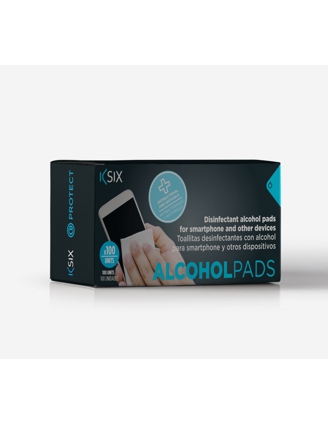 Disinfectant Pads For Smartphones With Alcohol Pack 100 unit By Ksix White aksesuārs mobilajiem telefoniem