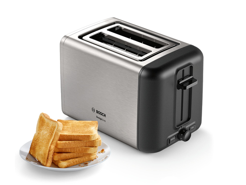 Bosch DesignLine Toaster TAT3P420 Power 970 W, Number of slots 2, Housing material  Stainless steel, Stainless steel/Black Tosteris