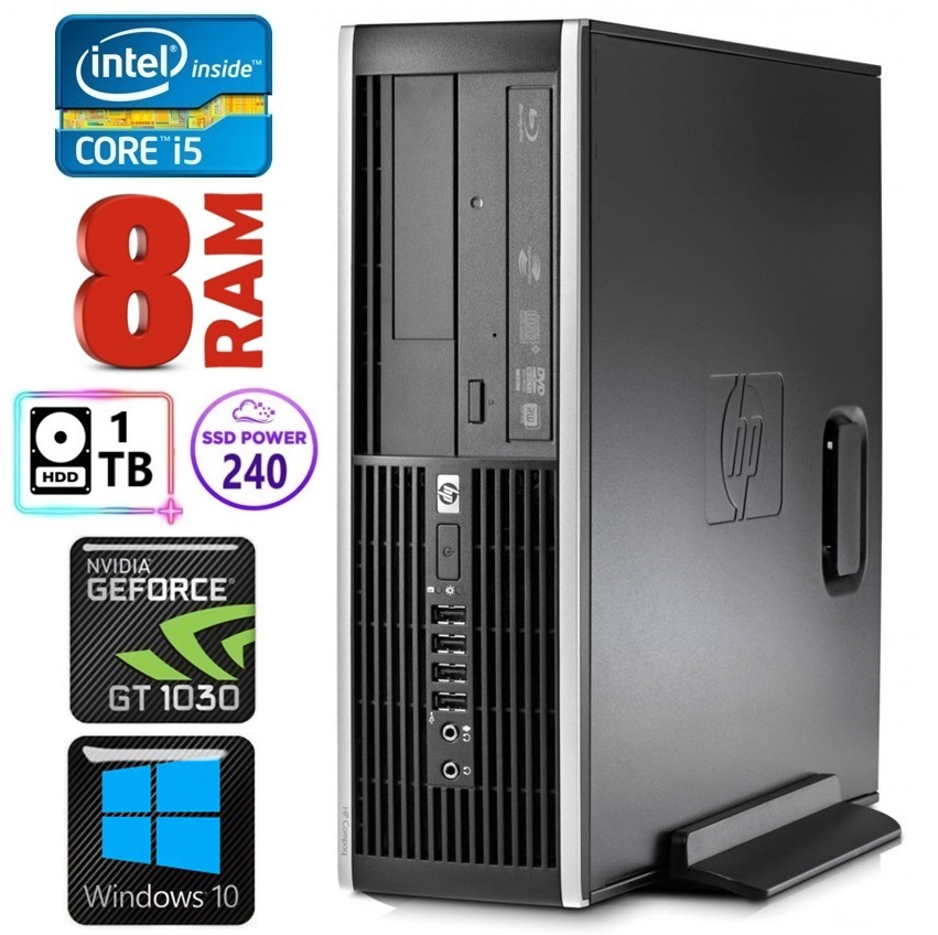HP 8100 Elite SFF i5-750 8GB 240SSD+1TB GT1030 2GB DVD WIN10 RW8204WH (EWH411508204)