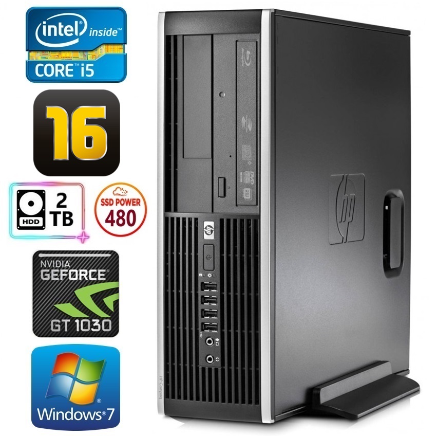 HP 8100 Elite SFF i5-750 16GB 480SSD+2TB GT1030 2GB DVD WIN7Pro RW8264W7 (EWS411508264)