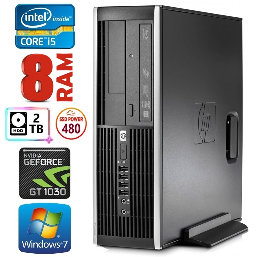 HP 8100 Elite SFF i5-750 8GB 480SSD+2TB GT1030 2GB DVD WIN7Pro RW8212W7 (EWS411508212)