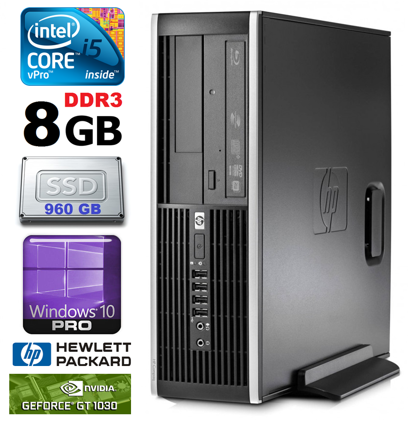 HP 8100 Elite SFF i5-650 8GB 960SSD GT1030 2GB DVD WIN10Pro RW5378 (EAN411505378)