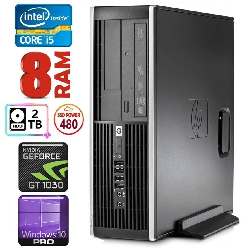 HP 8100 Elite SFF i5-750 8GB 480SSD+2TB GT1030 2GB DVD WIN10Pro RW8212 (EAN411508212)