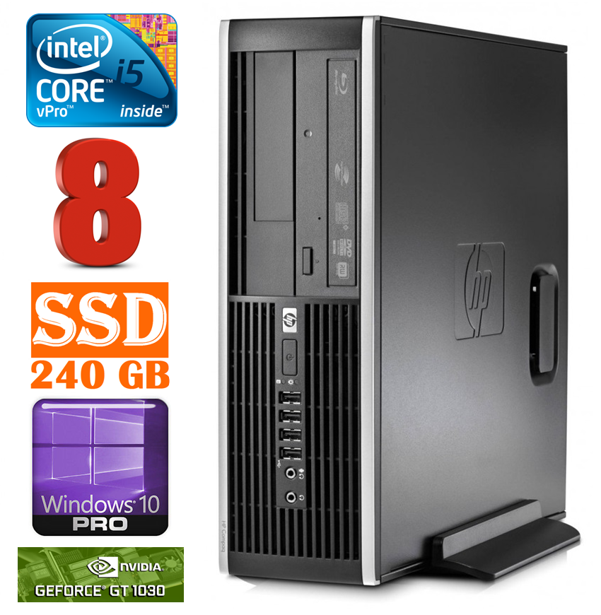 HP 8100 Elite SFF i5-650 8GB 240SSD GT1030 2GB DVD WIN10Pro RW5367 (EAN411505367)