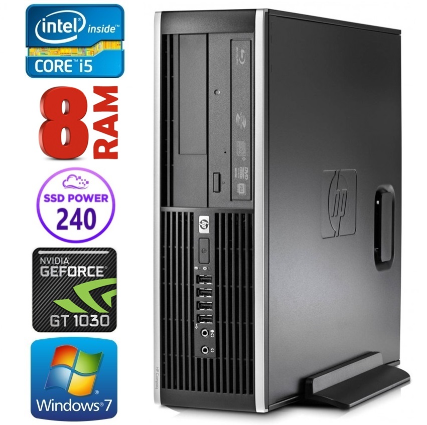 HP 8100 Elite SFF i5-750 8GB 240SSD GT1030 2GB DVD WIN7Pro RW8200W7 (EWS411508200)