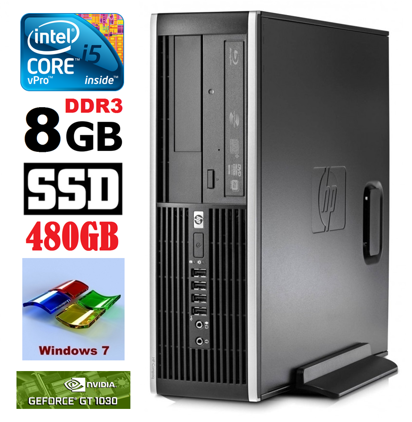 HP 8100 Elite SFF i5-650 8GB 480SSD GT1030 2GB DVD WIN7Pro RW5225 (EAN411505225)