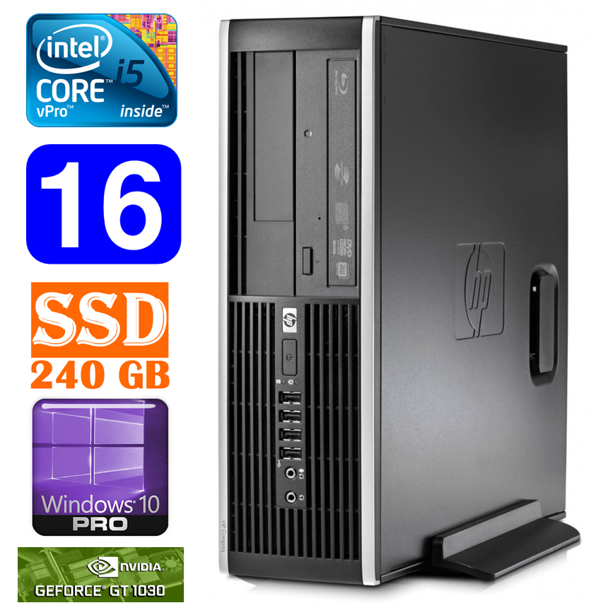 HP 8100 Elite SFF i5-650 16GB 240SSD GT1030 2GB DVD WIN10Pro RW5397 (EAN411505397)