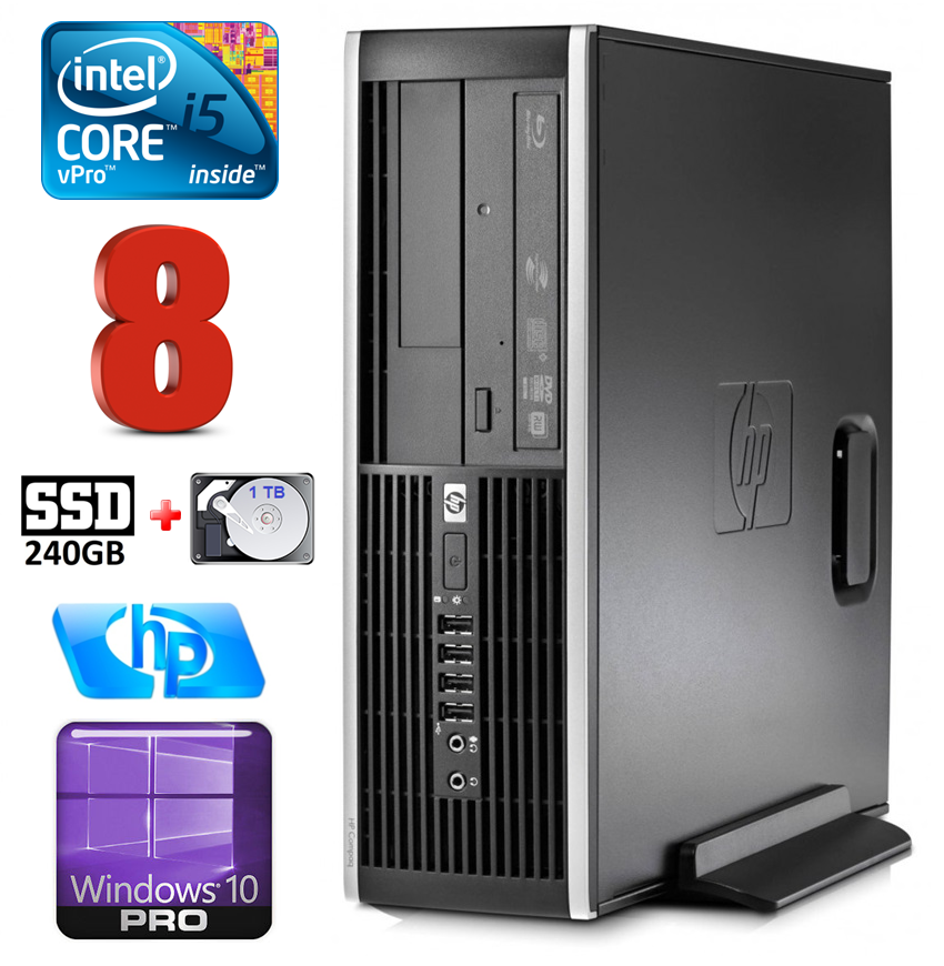 HP 8100 Elite SFF i5-650 8GB 240SSD+1TB DVD WIN10Pro RW5369 (EAN411505369)