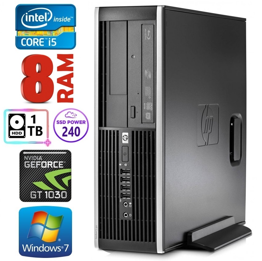 HP 8100 Elite SFF i5-750 8GB 240SSD+1TB GT1030 2GB DVD WIN7Pro RW8204W7 (EWS411508204)