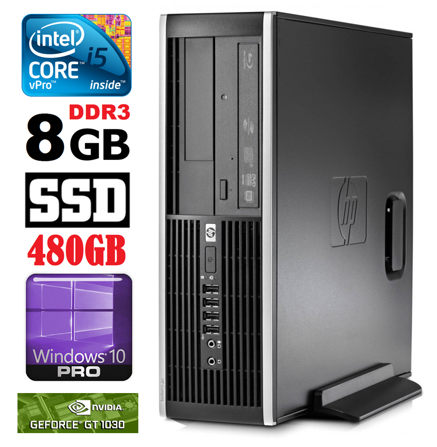 HP 8100 Elite SFF i5-650 8GB 480SSD GT1030 2GB DVD WIN10Pro RW5375 (EAN411505375)